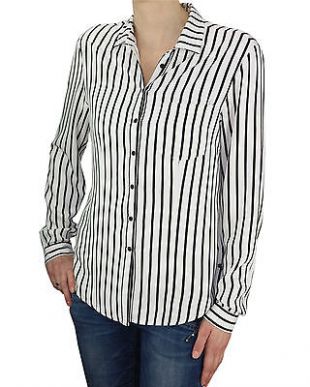 Khujo Femmes Blouse Tunique Conny Chemise Rayures Blanc Noire Manches Longues S  | eBay