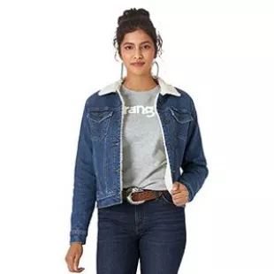 Women's Retro Sherpa Lined Jacket, Denim