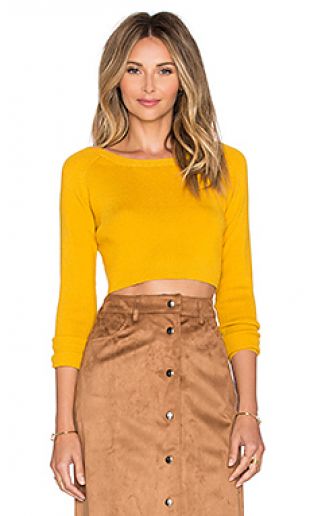 GLAMOROUS TOP CROPPED LONG SLEEVE en Moutarde