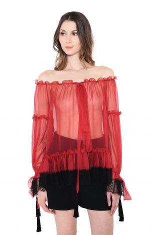 Blouse Transparente Volantée