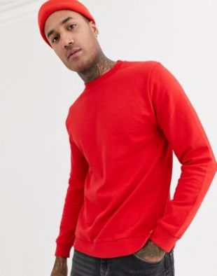 Sweat-shirt fendu à l'ourlet - Rouge