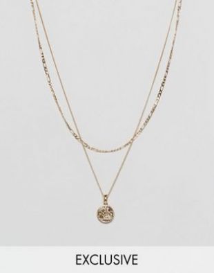 Sovereign - Collier double rang avec petit médaillon - Doré