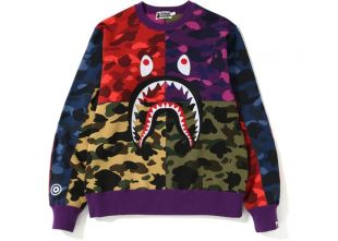 BAPE Mix Camo Shark Crazy Sweatshirt Multi