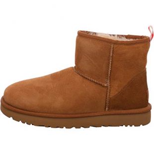 UGG Classic Mini II Graphic Logo Stiefel 2020 Chestnut/Neon Coral