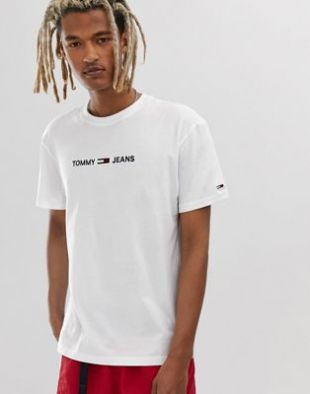 Tommy Jeans - T-shirt avec petit logo inscrit - Blanc | ASOS