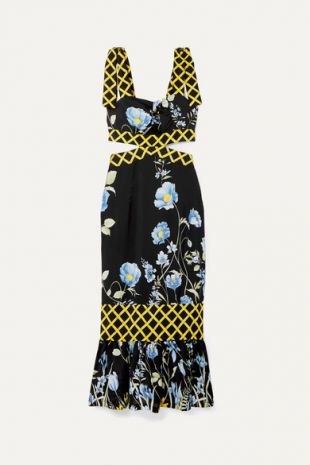 alice mccall black floral dress Pre-loved Alice McCall Black Peach Foral Silk Dress  GrandDays