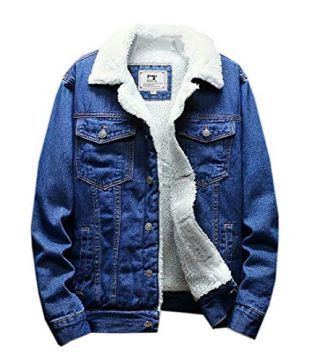 FRPE Men - FRPE Men Winter Thick Warm Fleece Sherpa Lined Denim Trucker ...