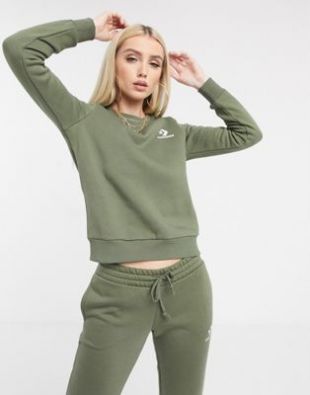 Khaki  star chevron embroidered sweatshirt
