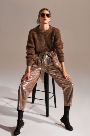Pantalon en cuir Glocia - Doré