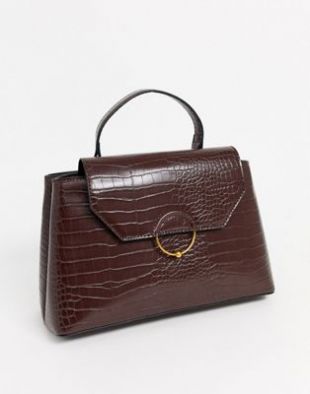 ASOS DESIGN - Sac de ville effet croco avec détail anneau boule | ASOS