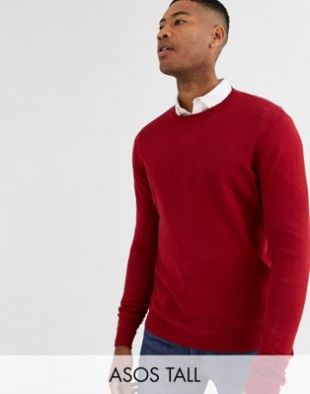 ASOS DESIGN Tall - Pull en coton - Rouge | ASOS
