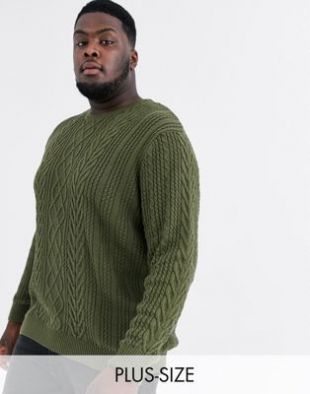 Jacamo - Pull ras de cou en maille torsadée - Vert olive | ASOS