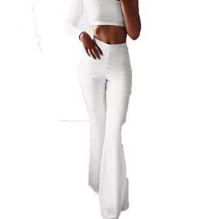 Solid Color High Waist Wide Leg Flare Pants