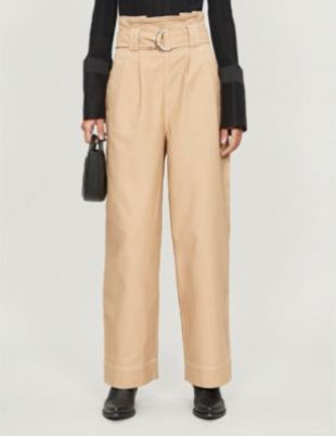 GANNI High-rise cotton-blend chino trousers