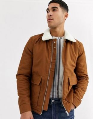 Topman - Veste avec col en imitation peau de mouton - Fauve | ASOS