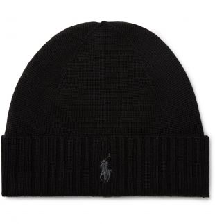 Polo Ralph Lauren - Black Logo-Embroidered Merino Wool Beanie | Polo ...