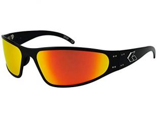 Gatorz Wraptor Sonnenbrille, Metallaluminiumrahmen, Militär Tactical Style, polarisierte Smoked/Sunburst Spiegel-Objektiv Schwarz