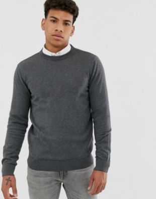 Tommy Hilfiger Gris Pull Ras Cou Hommes Taille M