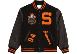 supreme team varsity jacket black