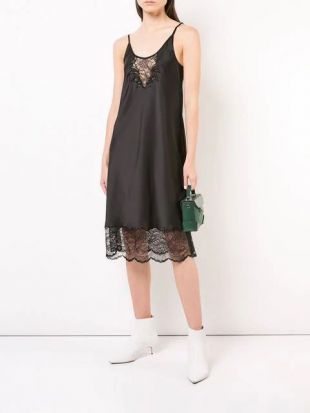 Spaghetti Straps Black Midi Dress