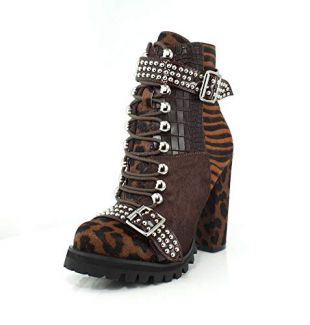 Jeffrey Campbell Womens LILITH-2F Brown Exotic Combo Boot - 8.5