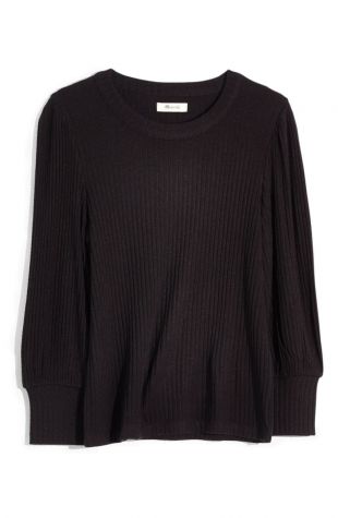 Brushed Rib Pleat Sleeve Top