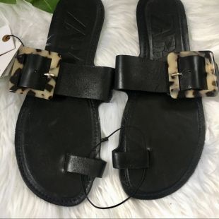 Zara - Leather Tortoise Shell Sandals