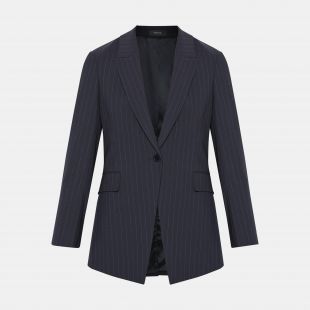 Good Wool Pinstripe Long Blazer