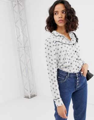 Only floral print western shirt