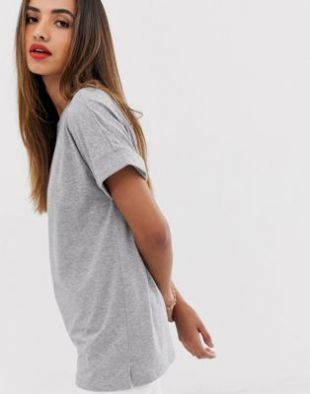 ASOS DESIGN - T-shirt oversize coupe masculine avec manches retroussées - Gris chiné | ASOS