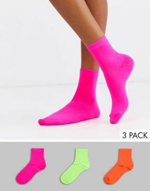 ASOS DESIGN - lot de 3 paires de socquettes fluo | ASOS