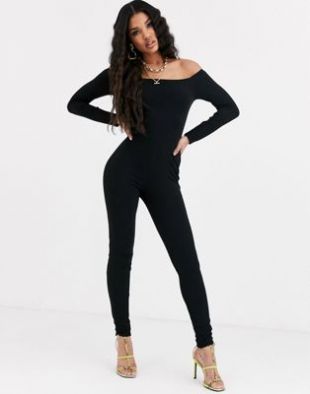 ASOS DESIGN - Combi moulante longue à épaules dénudées et manches longues | ASOS