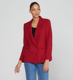 Veste Venyla droite croisée rouge - Claudie Pierlot - Galeries Lafayette