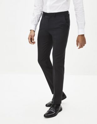 Pantalon PLANE slim laine mélangée tissu infroissable