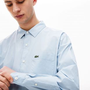 Chemise boxy fit unisexe Lacoste LIVE en popeline de coton unie