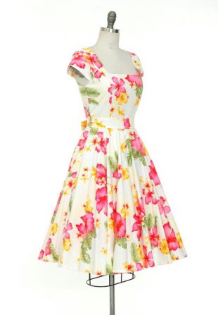 LadyMayraClothing - Plus Size Hibiscus Flower Dress Retro Dress ...