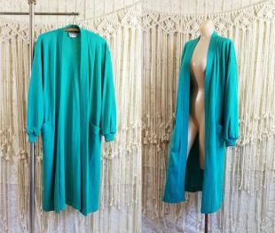 Vtg 90s Turquoise Duster Cardigan / taille M