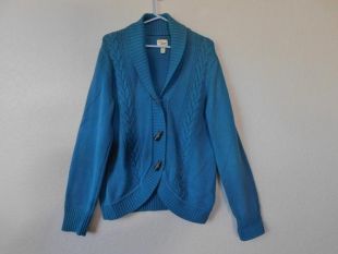 Pull cardigan Basse/bleu/câble tricot/boutons uniques/col/taille XL