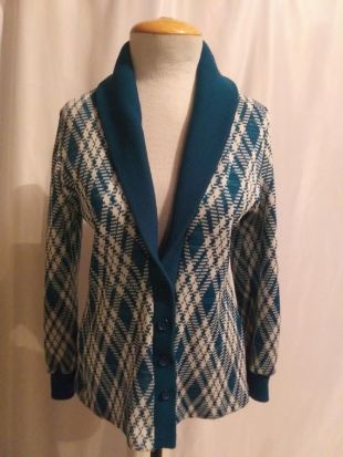 Vintage Turquoise Plaid Sweater