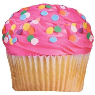 iscream Sugar-riffic! Pink Icing Cupcake 17" x 17" Photoreal Print Microbead Accent Pillow