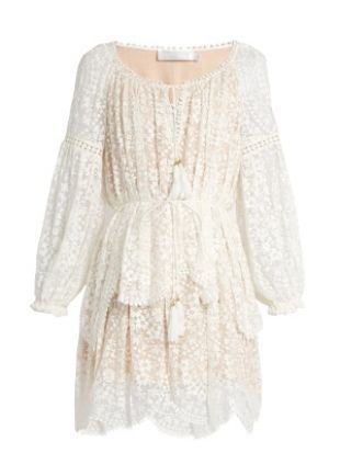 Gossamer floral embroidered silk dress