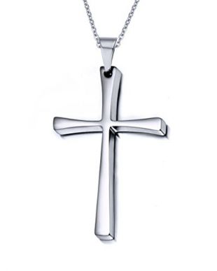 VNOX Stainless Steel Cross Necklace Pendant for Men & Women Fashion Simple Style,Free Chain,