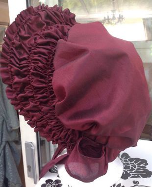 Jane Austen bonnet, Pride and prejudice movie replica bonnet elizabeth bennet 1995 made from pure silk, wine
