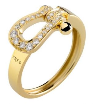 Bague Mini Ruban Force 10 en or jaune sertie