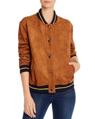 Faux Suede Bomber Jacket