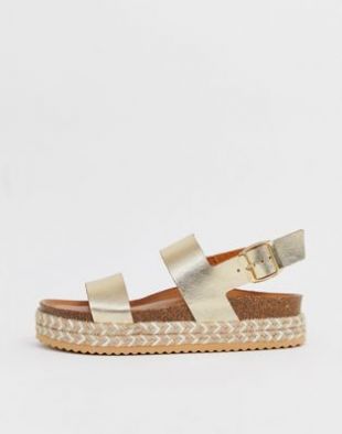 ALDO - Ruryan - Sandales en cuir façon espadrilles - Doré | ASOS