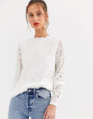 Oasis - Blouse en dentelle - Crème | ASOS