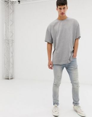 ASOS DESIGN oversized t-shirt with crew neck in grey marl | ASOS