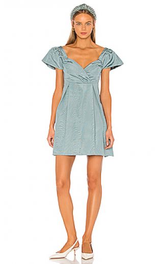 Blue Surplice Neckline Mini Dress
