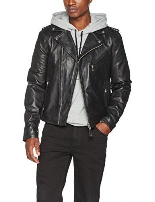 Schott NYC LC1140 - Chaqueta de manga larga con cuello de solapa, hombre, Negro, M